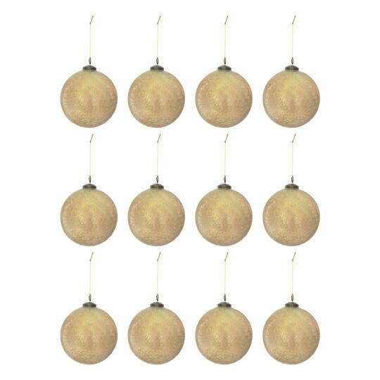 Hello Honey® 12 Pack 3" Gold Glass Seeded Ball Ornaments